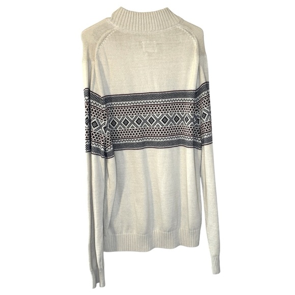 NWT St John’s Bay Fair Isle Mock Neck quarter zip sweater oatmeal Nordic mens xl - Picture 3 of 10